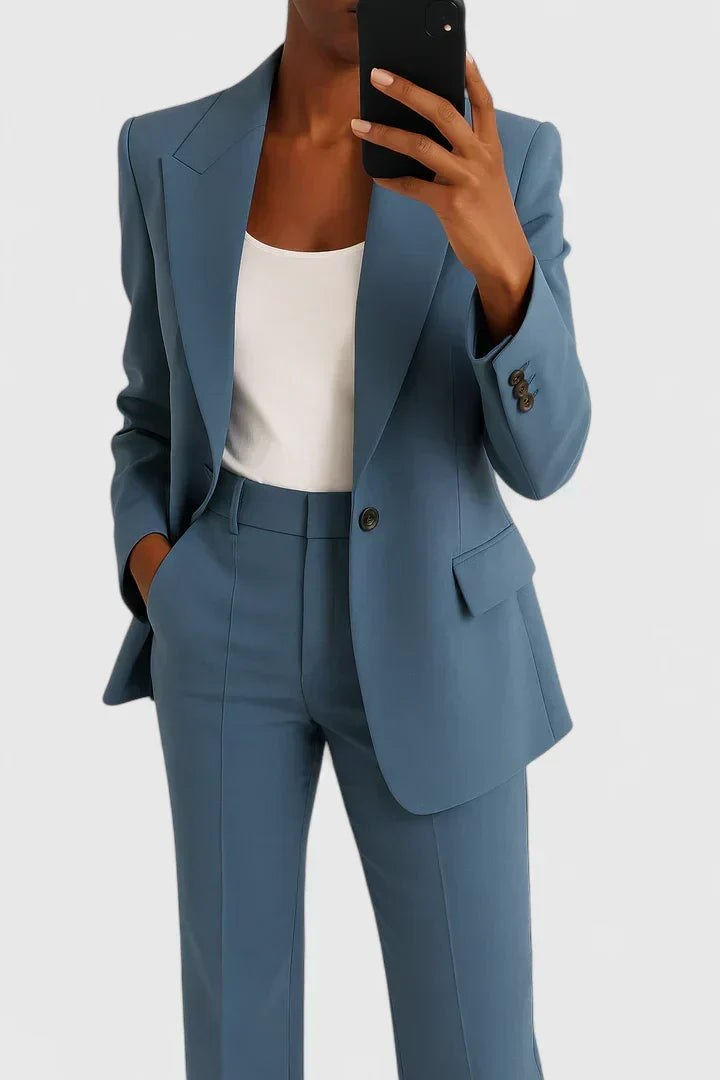 Eva | Elegant Blazer and Wide Leg Trouser Suit