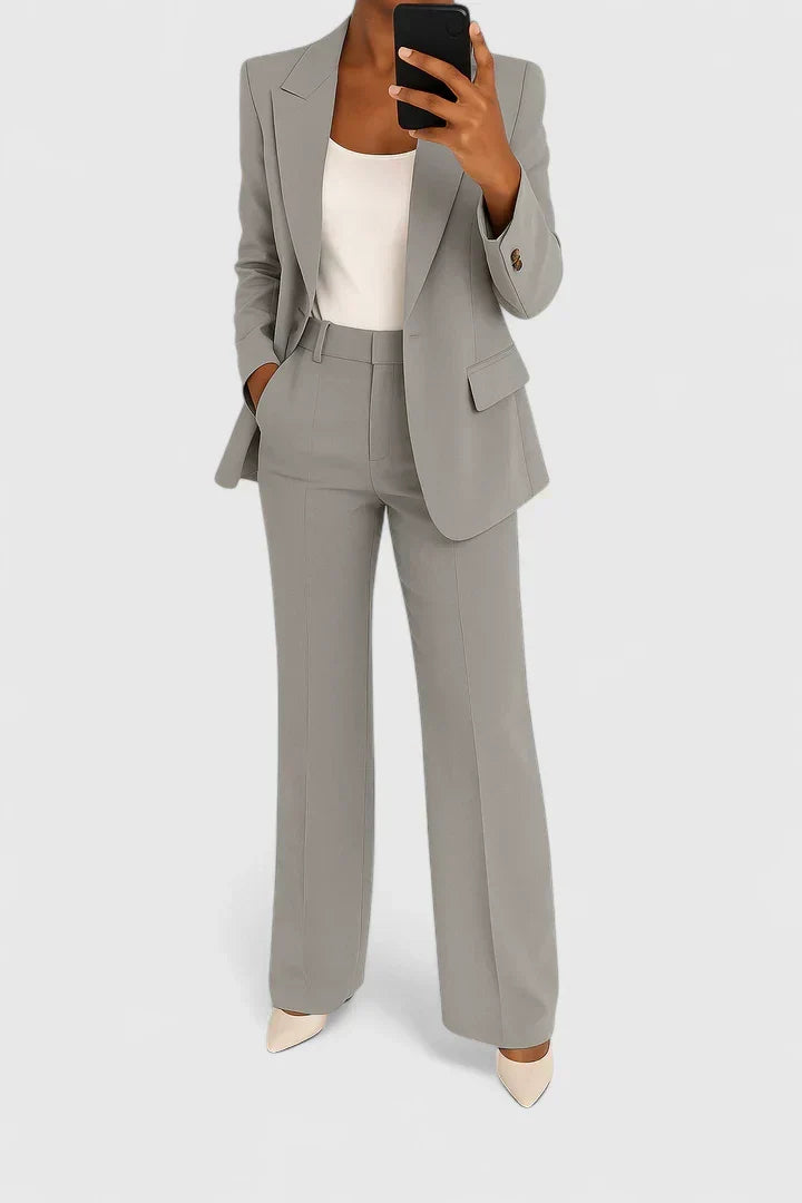 Eva | Elegant Blazer and Wide Leg Trouser Suit