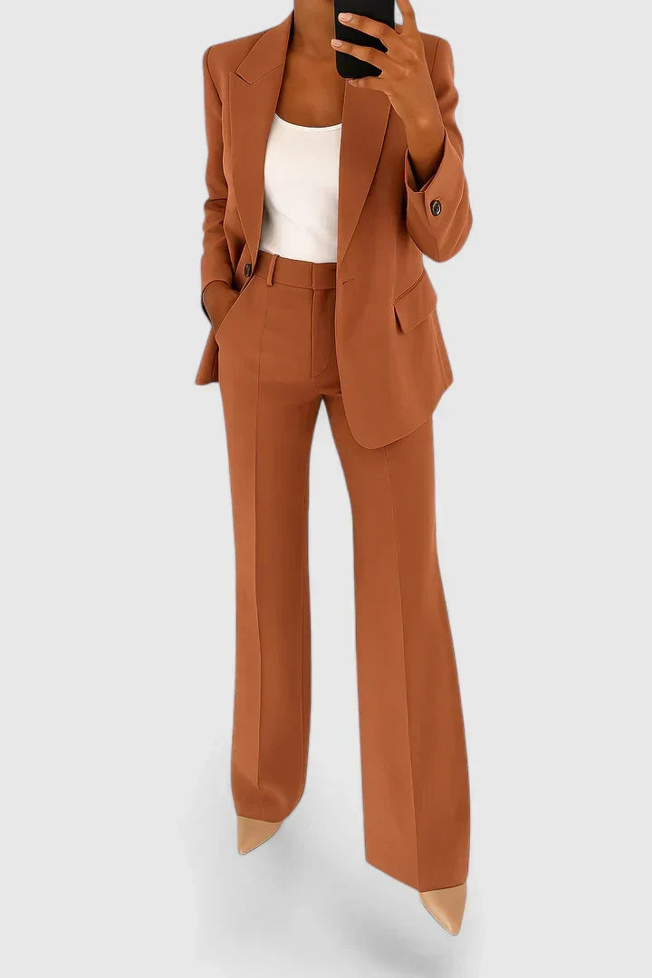 Eva | Elegant Blazer and Wide Leg Trouser Suit