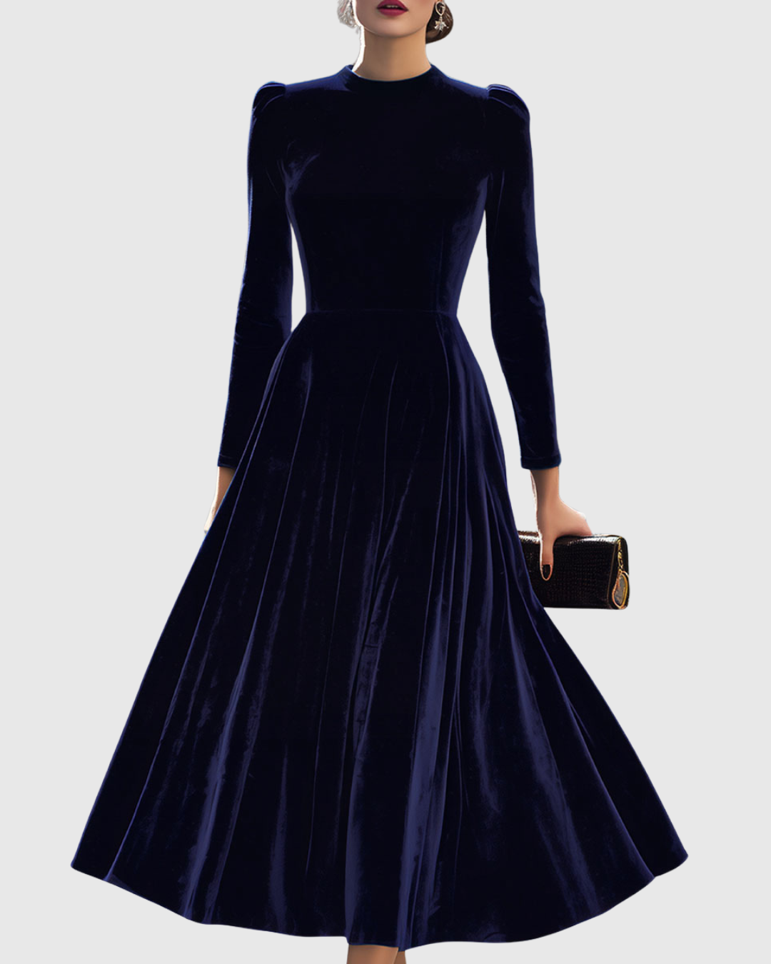 Eva | Elegant Puff-Sleeve Midi Jumper Dress