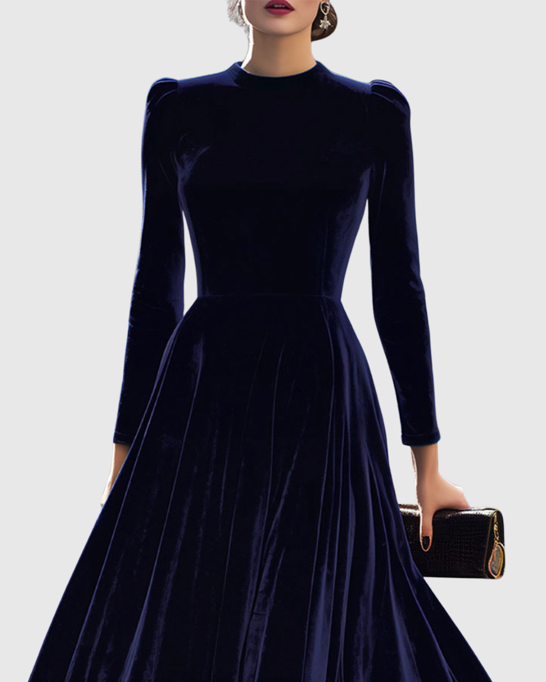 Eva | Elegant Puff-Sleeve Midi Jumper Dress