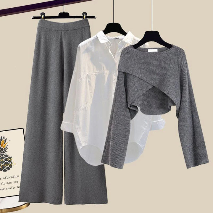 Eva | Polished 3 Piece Wide Leg Knitted Co-ord Set