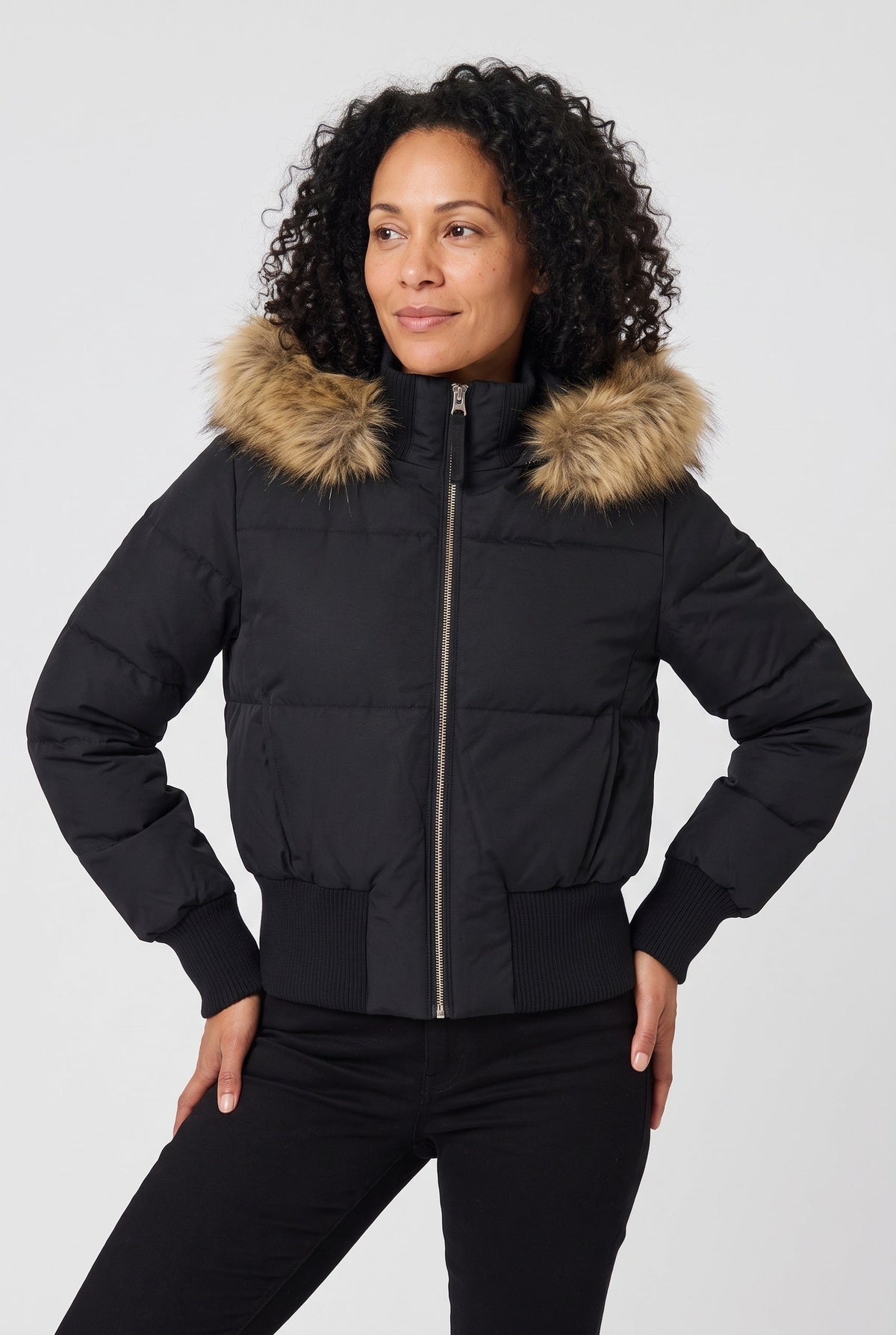 Eva | Stylish Plus Size Coat Cropped Puffer with Plush Hood