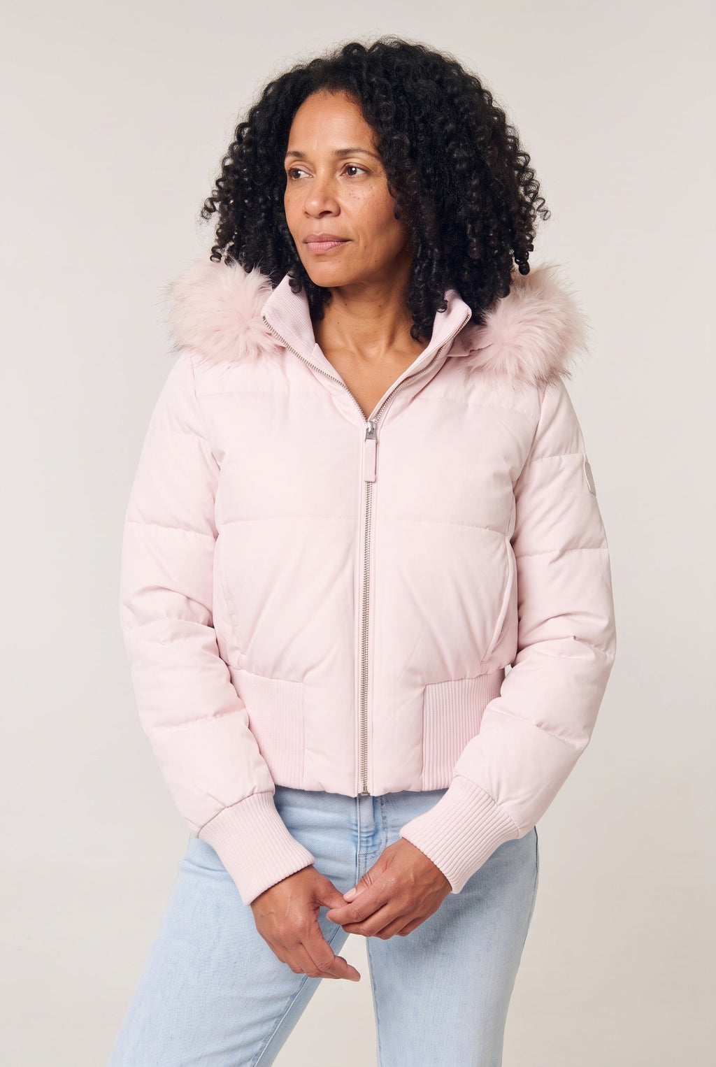 Eva | Stylish Plus Size Coat Cropped Puffer with Plush Hood