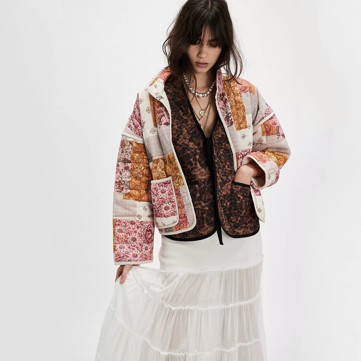 Evelyn | Polished Floral Print Quilted Jacket