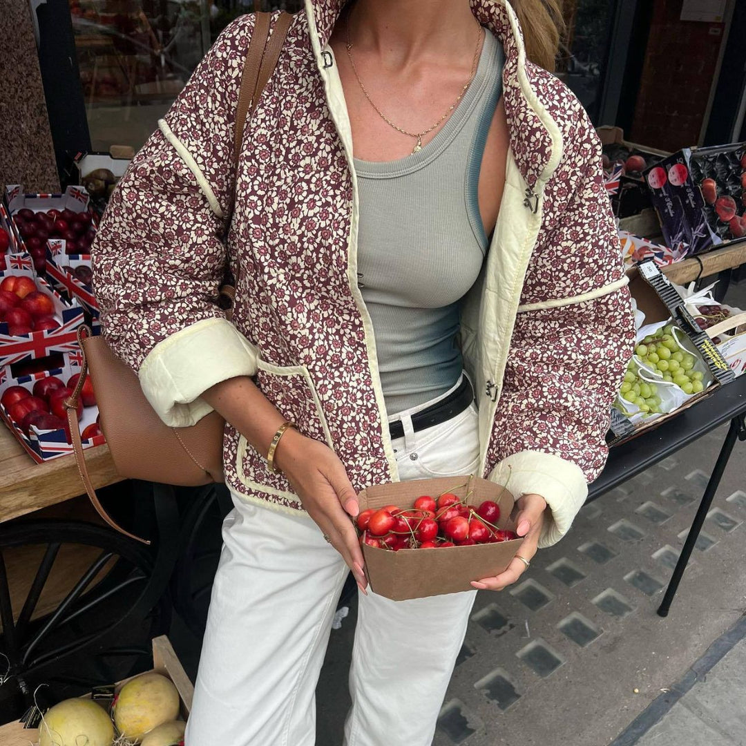 Evelyn | Polished Floral Print Quilted Jacket