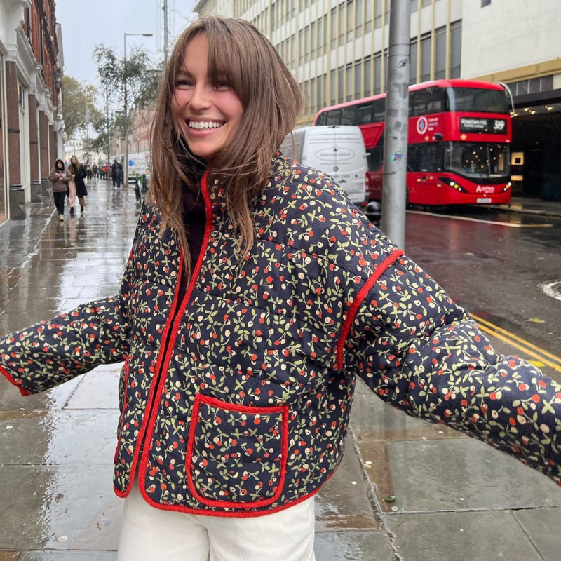 Evelyn | Polished Floral Print Quilted Jacket