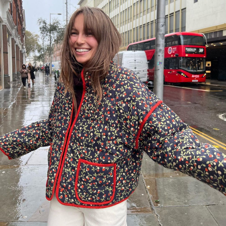 Evelyn | Polished Floral Print Quilted Jacket
