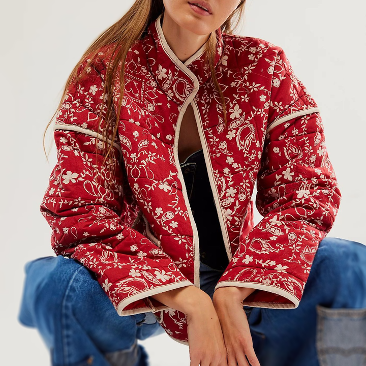 Evelyn | Polished Floral Print Quilted Jacket