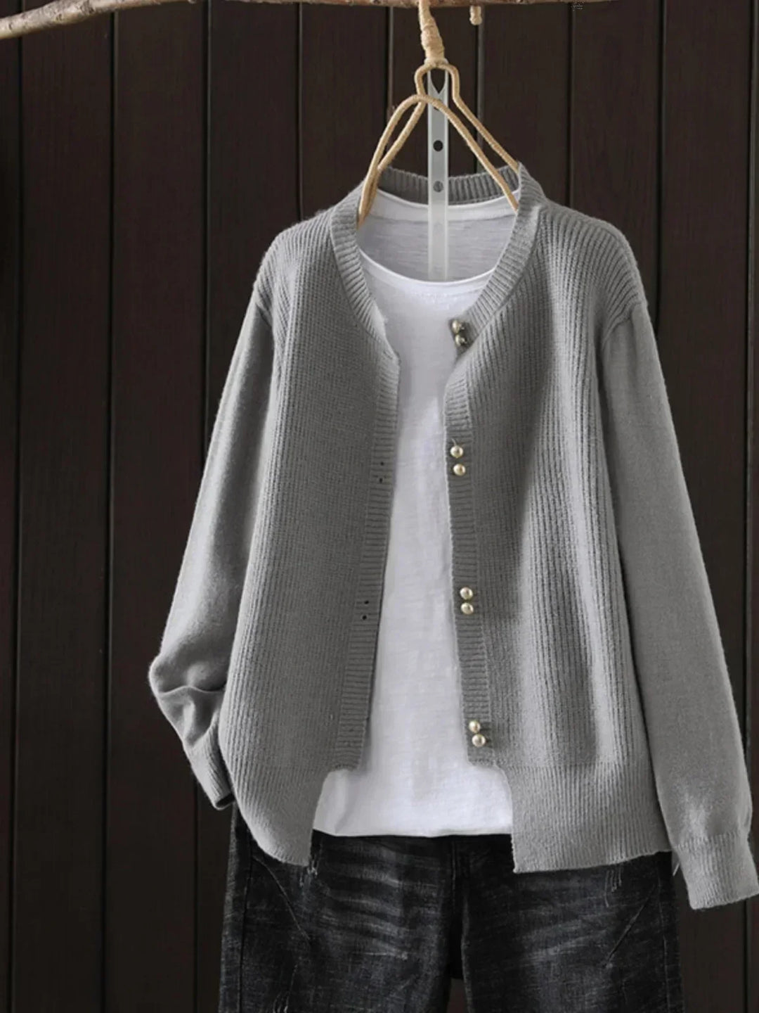 Evelyn | Relaxed Ribbed Button Front Knit Cardigan