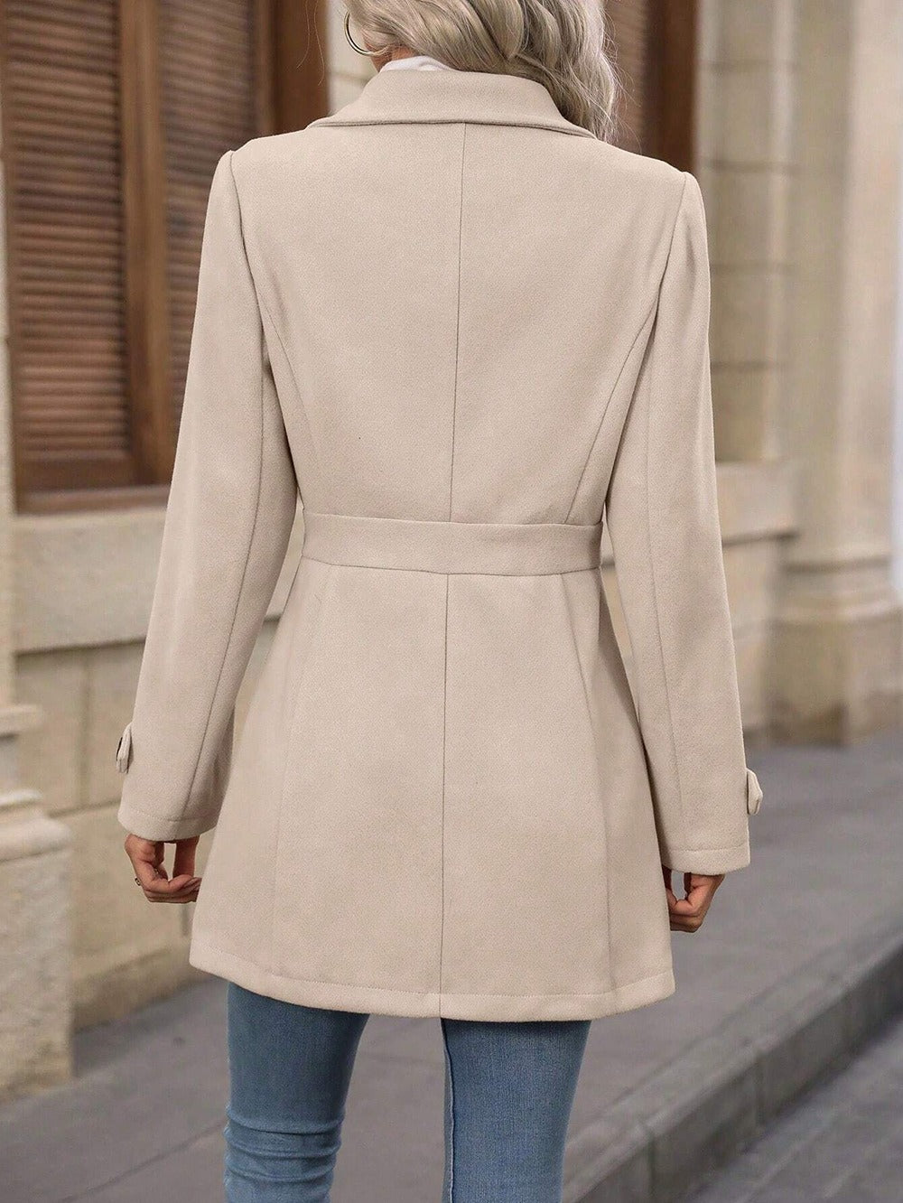Evie | Classic Belted Long Jacket with Tailored Waist