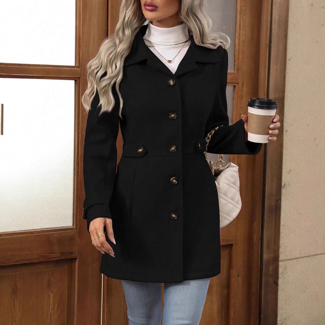 Evie | Classic Belted Long Jacket with Tailored Waist