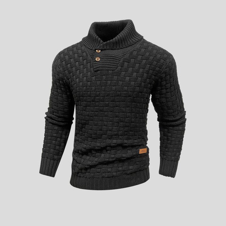 Ezra | Basketweave Shawl Collar Mens Knitted Jumper