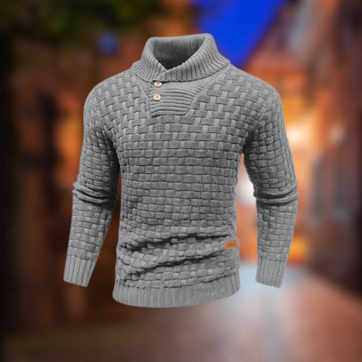 Ezra | Basketweave Shawl Collar Mens Knitted Jumper