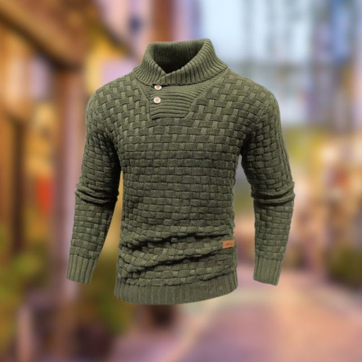 Ezra | Basketweave Shawl Collar Mens Knitted Jumper