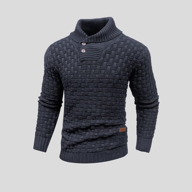 Ezra | Basketweave Shawl Collar Mens Knitted Jumper