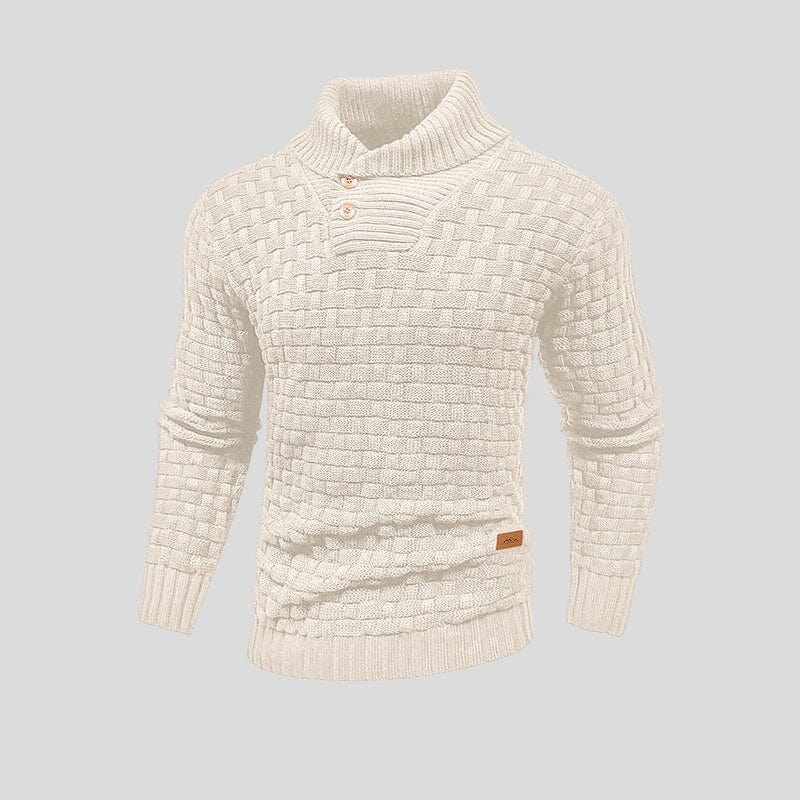 Ezra | Basketweave Shawl Collar Mens Knitted Jumper