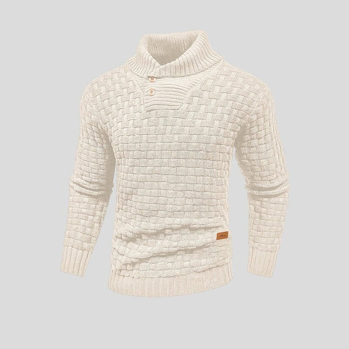 Ezra | Basketweave Shawl Collar Mens Knitted Jumper