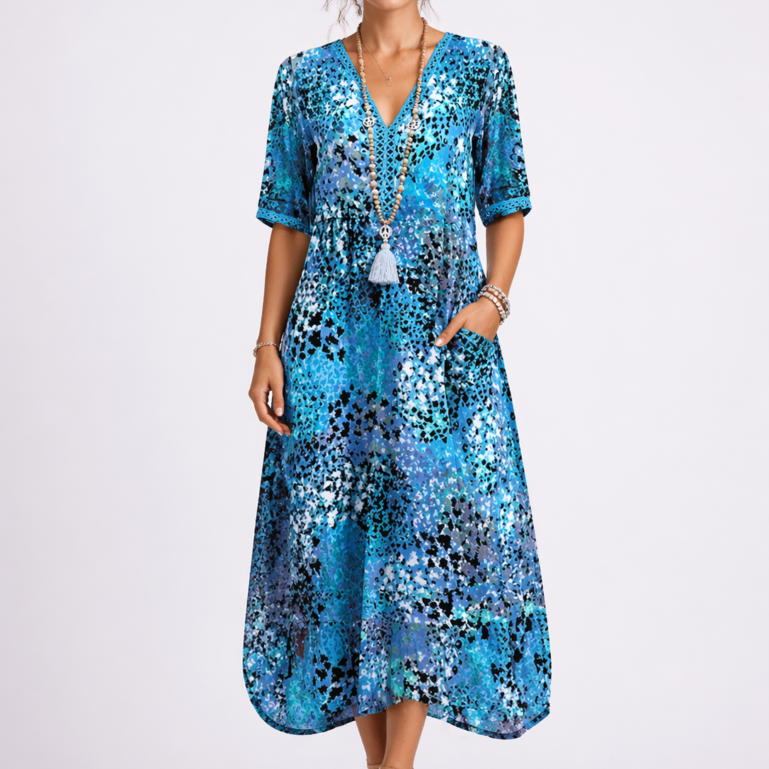 Elsie | Elegant Floral Midi Autumn Wedding Guest Dress