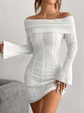 Florence | Chic Off Shoulder Cable Knit Jumper Dress