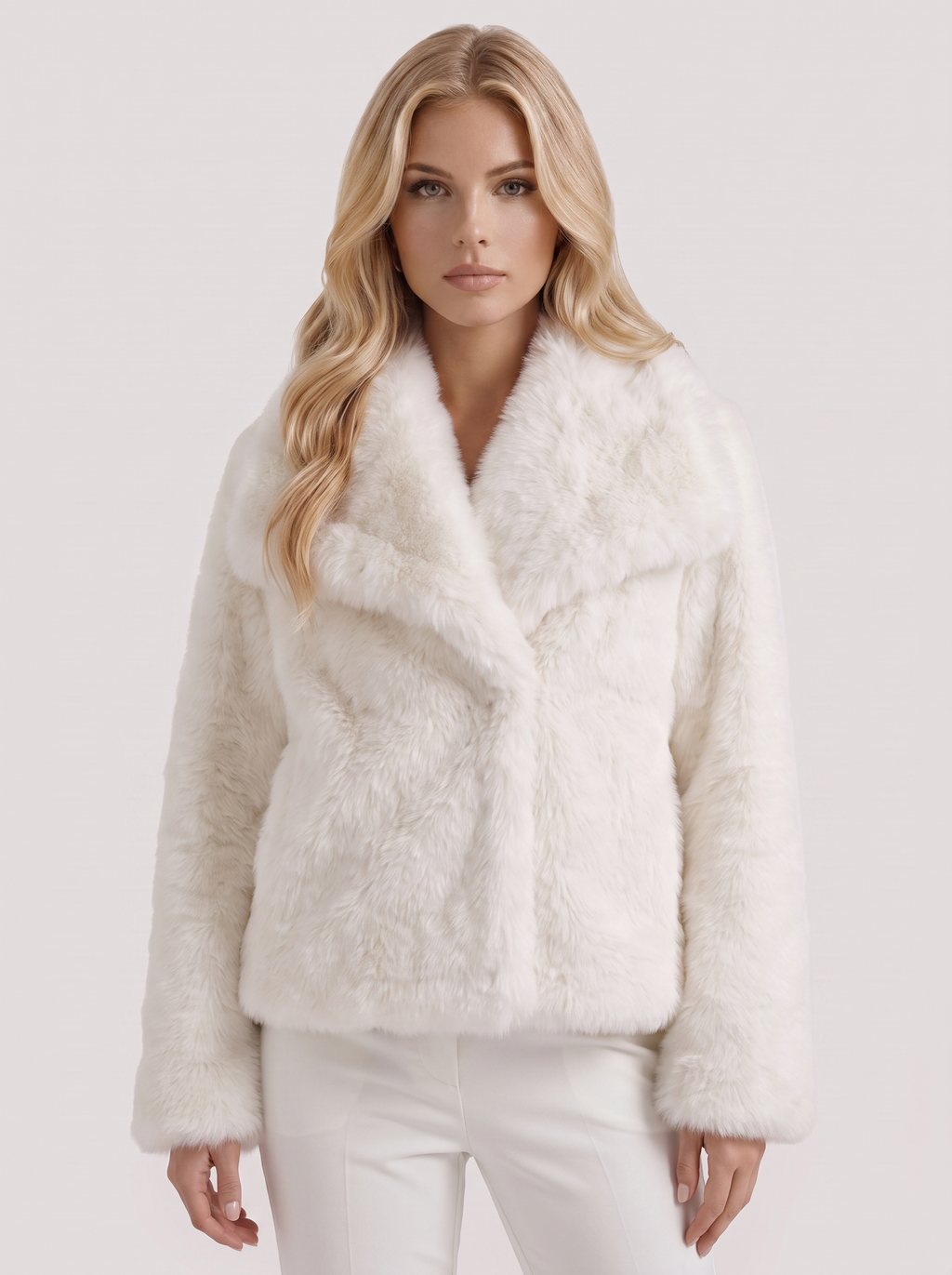 Florence | Refined Shaggy Notch Collar Fur Jacket