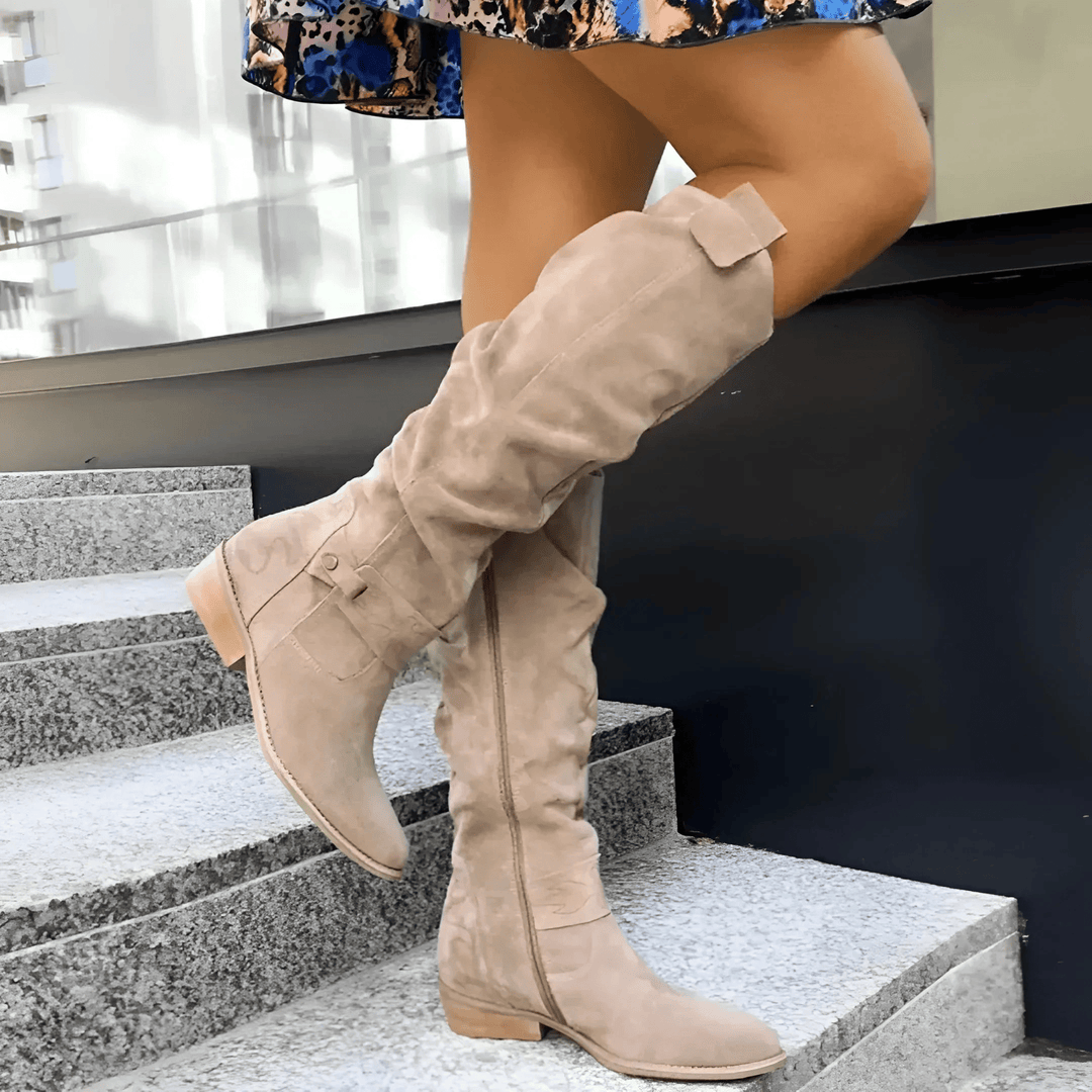 Florence | Relaxed Slouchy Low Heel Knee High Boots