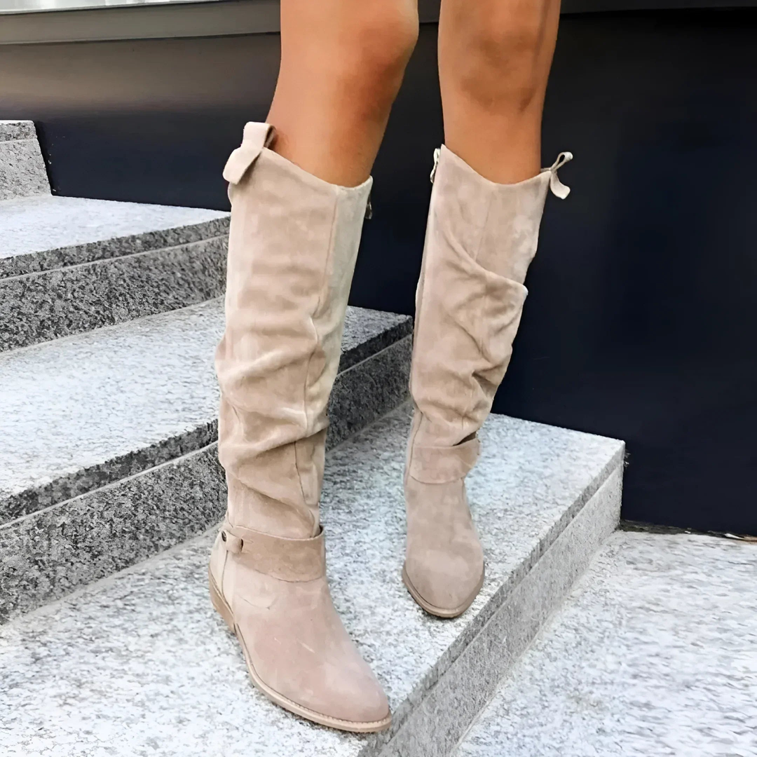 Florence | Relaxed Slouchy Low Heel Knee High Boots