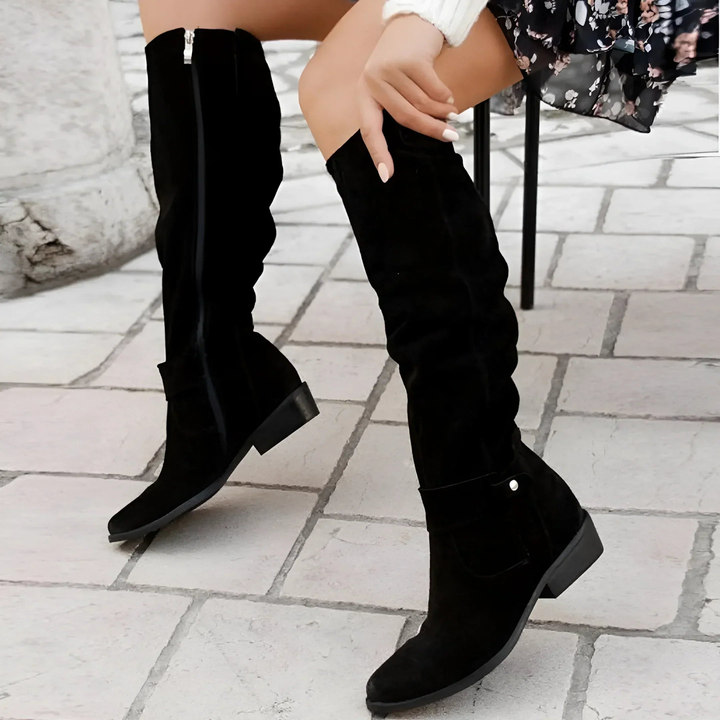 Florence | Relaxed Slouchy Low Heel Knee High Boots