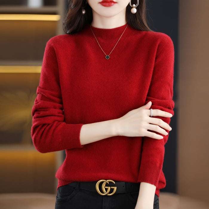 Florence | Sophisticated High Neck Long Sleeve Knitted Jumper