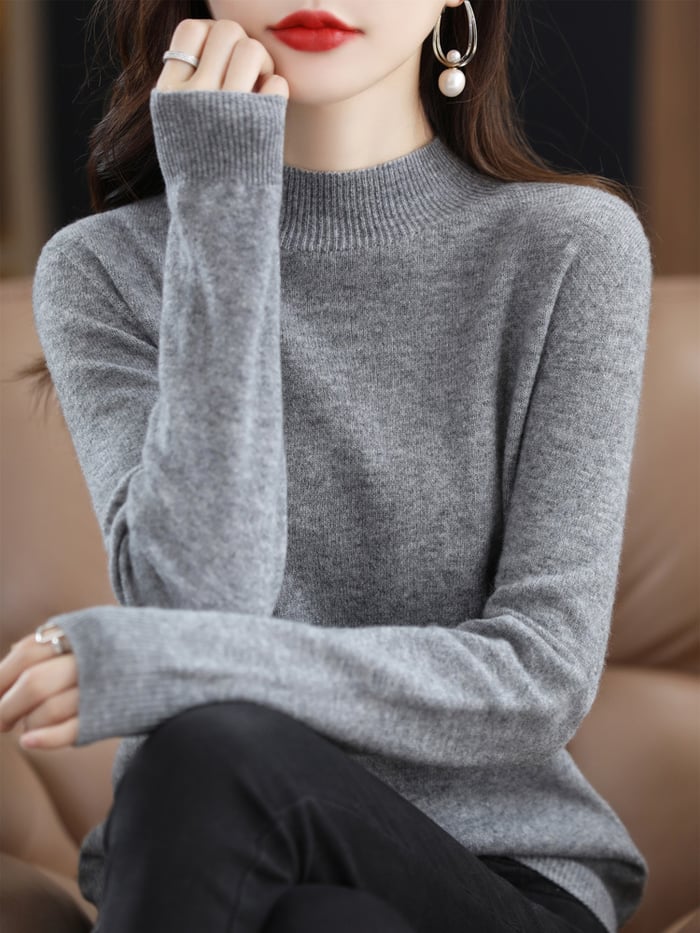 Florence | Sophisticated High Neck Long Sleeve Knitted Jumper