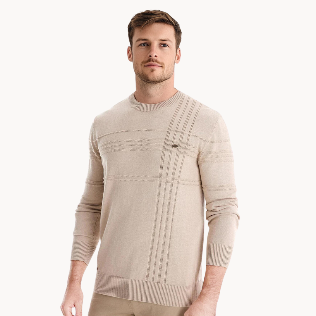 Frankie | Classic Textured Crew Neck Mens Knitted Jumper