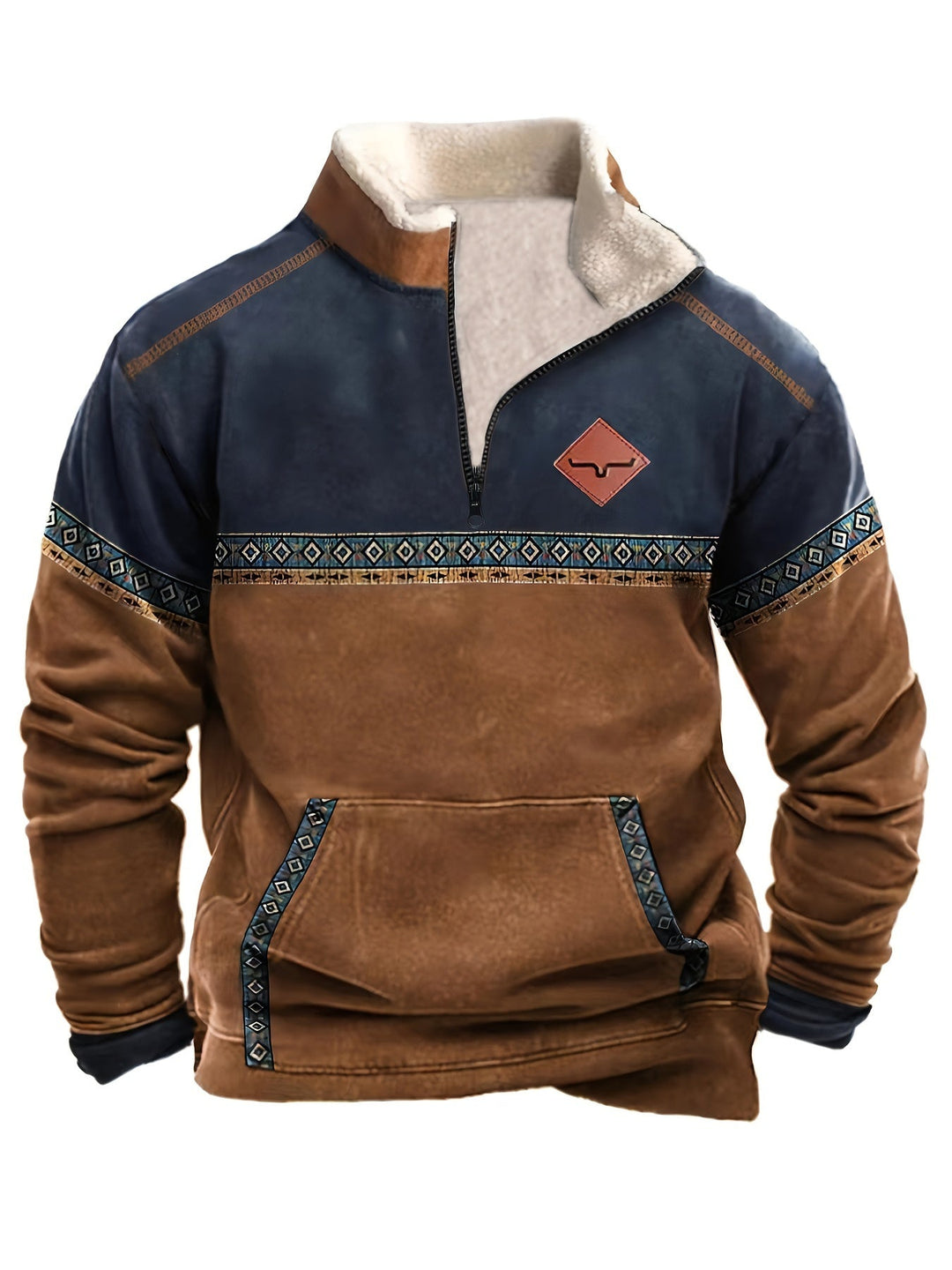 Freddie | Geometric Half Zip Mens Fleece Jacket