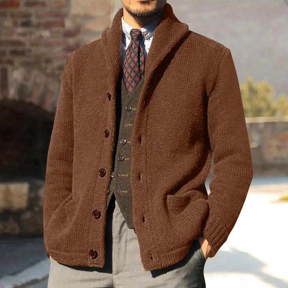 Freddie | Timeless Shawl Collar Button Up Mens Cardigan