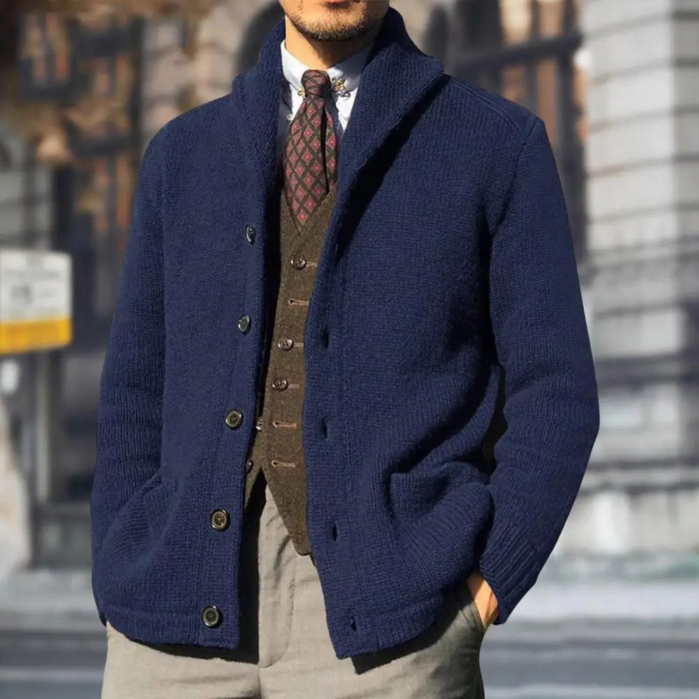Freddie | Timeless Shawl Collar Button Up Mens Cardigan