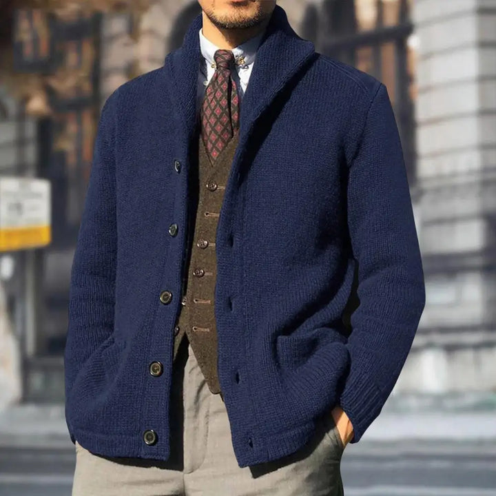 Freddie | Timeless Shawl Collar Button Up Mens Cardigan