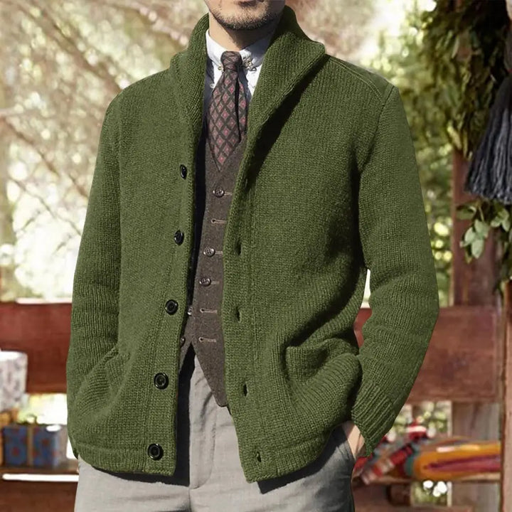 Freddie | Timeless Shawl Collar Button Up Mens Cardigan