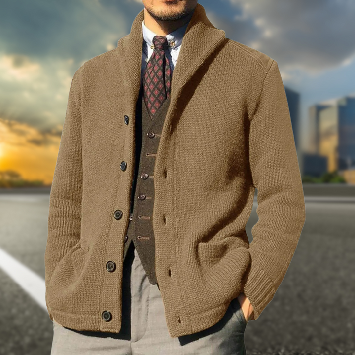 Freddie | Timeless Shawl Collar Button Up Mens Cardigan