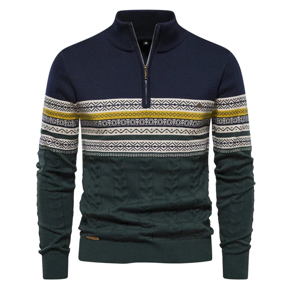 Frederick | Half Zip Fair Isle Mens Knitted Jumper