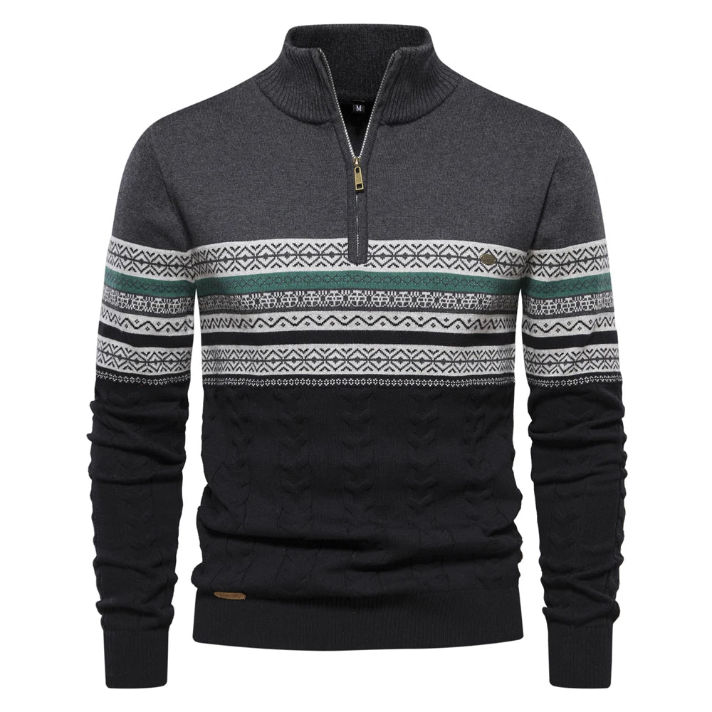 Frederick | Half Zip Fair Isle Mens Knitted Jumper