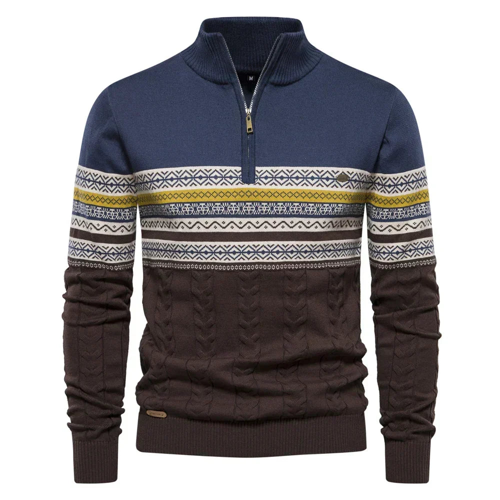 Frederick | Half Zip Fair Isle Mens Knitted Jumper