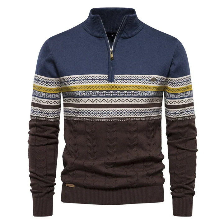 Frederick | Half Zip Fair Isle Mens Knitted Jumper