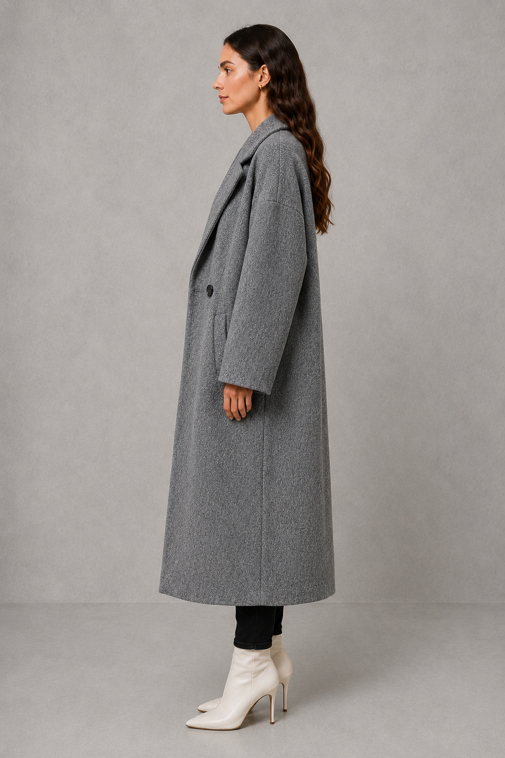 Freya | Stylish Longline Textured Long Jacket Maxi Coat
