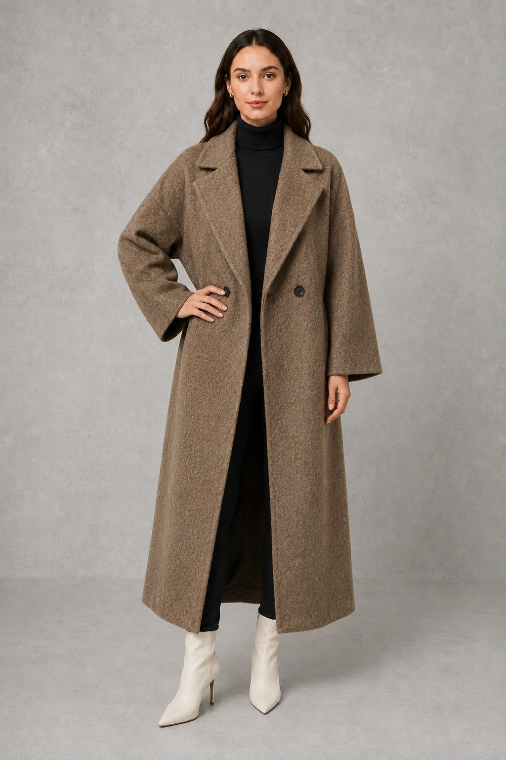 Freya | Stylish Longline Textured Long Jacket Maxi Coat