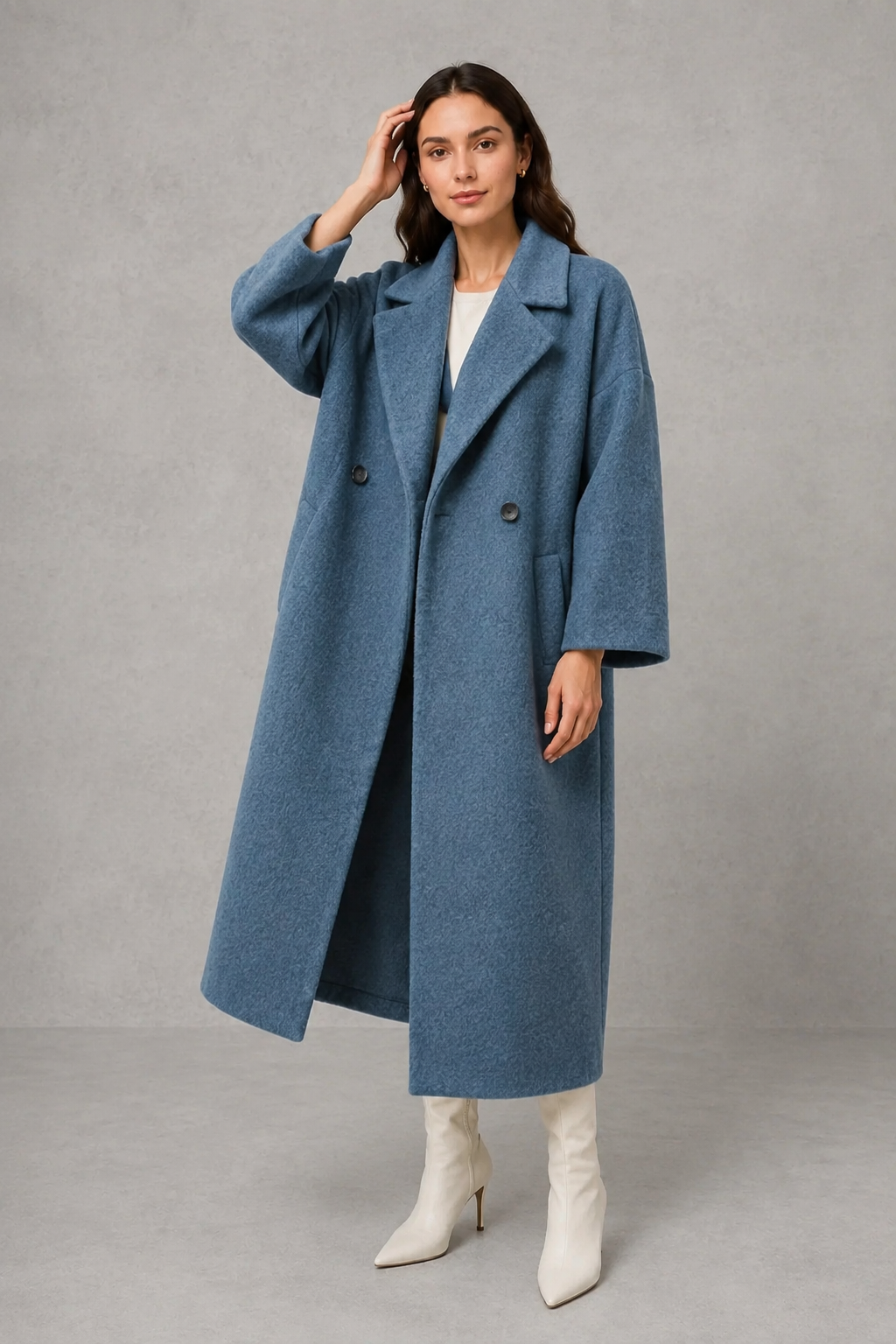 Freya | Stylish Longline Textured Long Jacket Maxi Coat