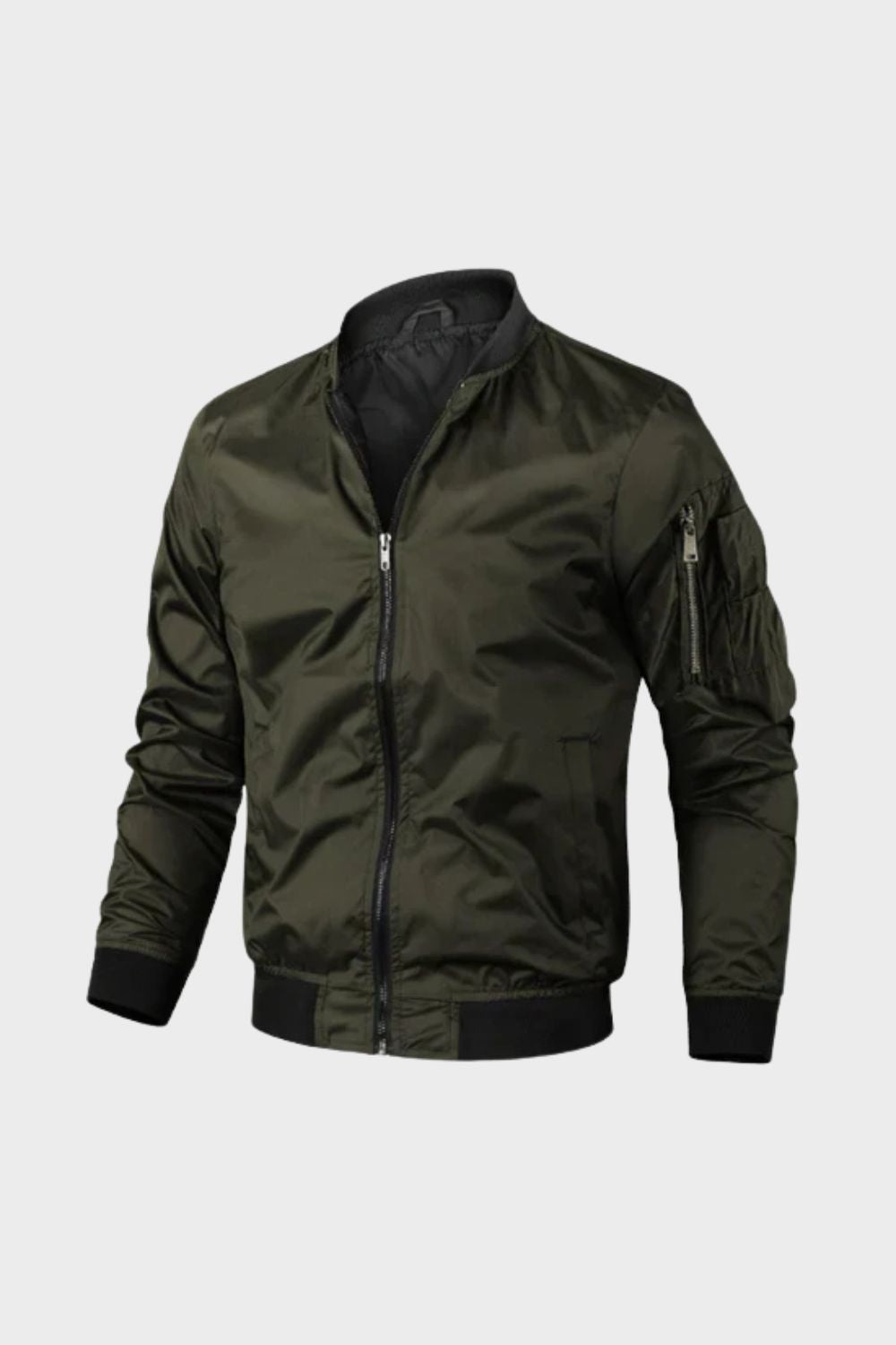 Gabriel | Cosy Ribbed Zip-Up Bomber Jacket with Stand-Up Collar