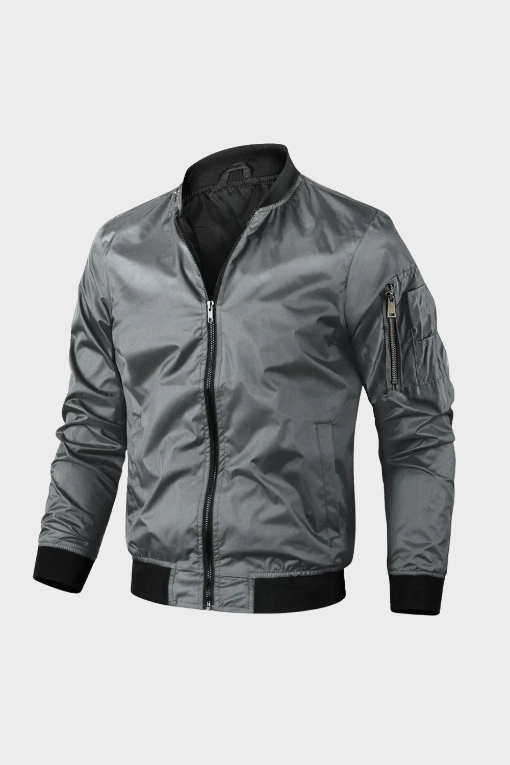 Gabriel | Cosy Ribbed Zip-Up Bomber Jacket with Stand-Up Collar