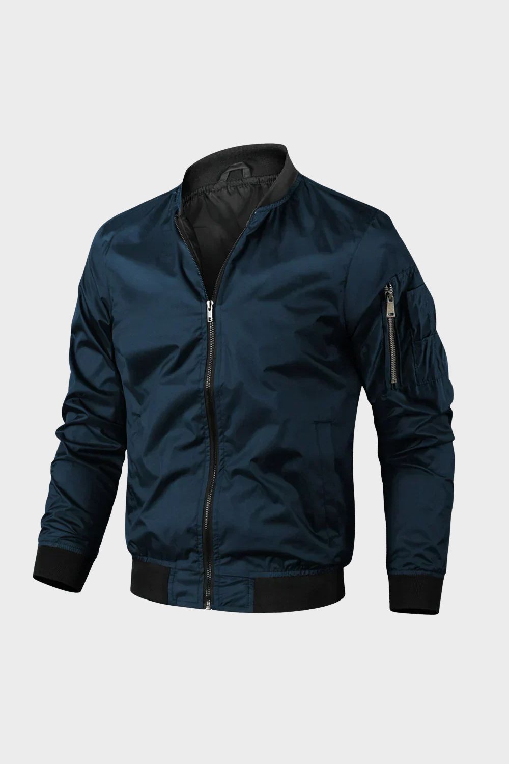 Gabriel | Cosy Ribbed Zip-Up Bomber Jacket with Stand-Up Collar