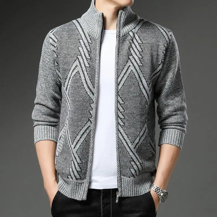 Grayson | Relaxed Geometric Zip Up Mens Cardigan