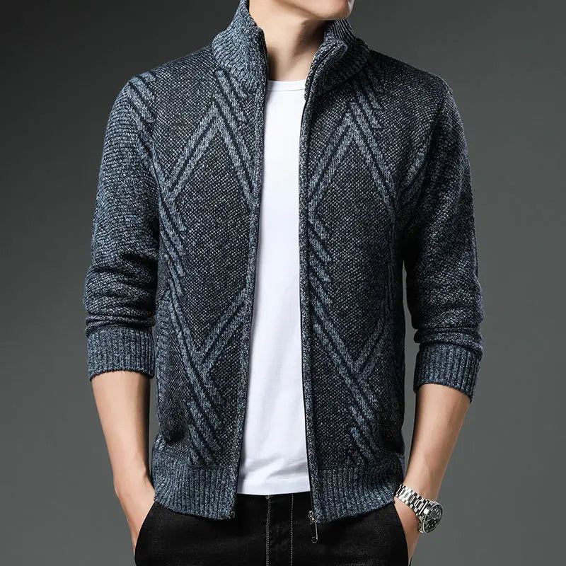 Grayson | Relaxed Geometric Zip Up Mens Cardigan