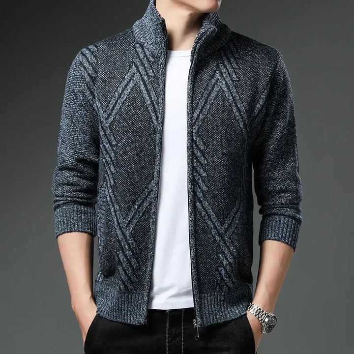 Grayson | Relaxed Geometric Zip Up Mens Cardigan
